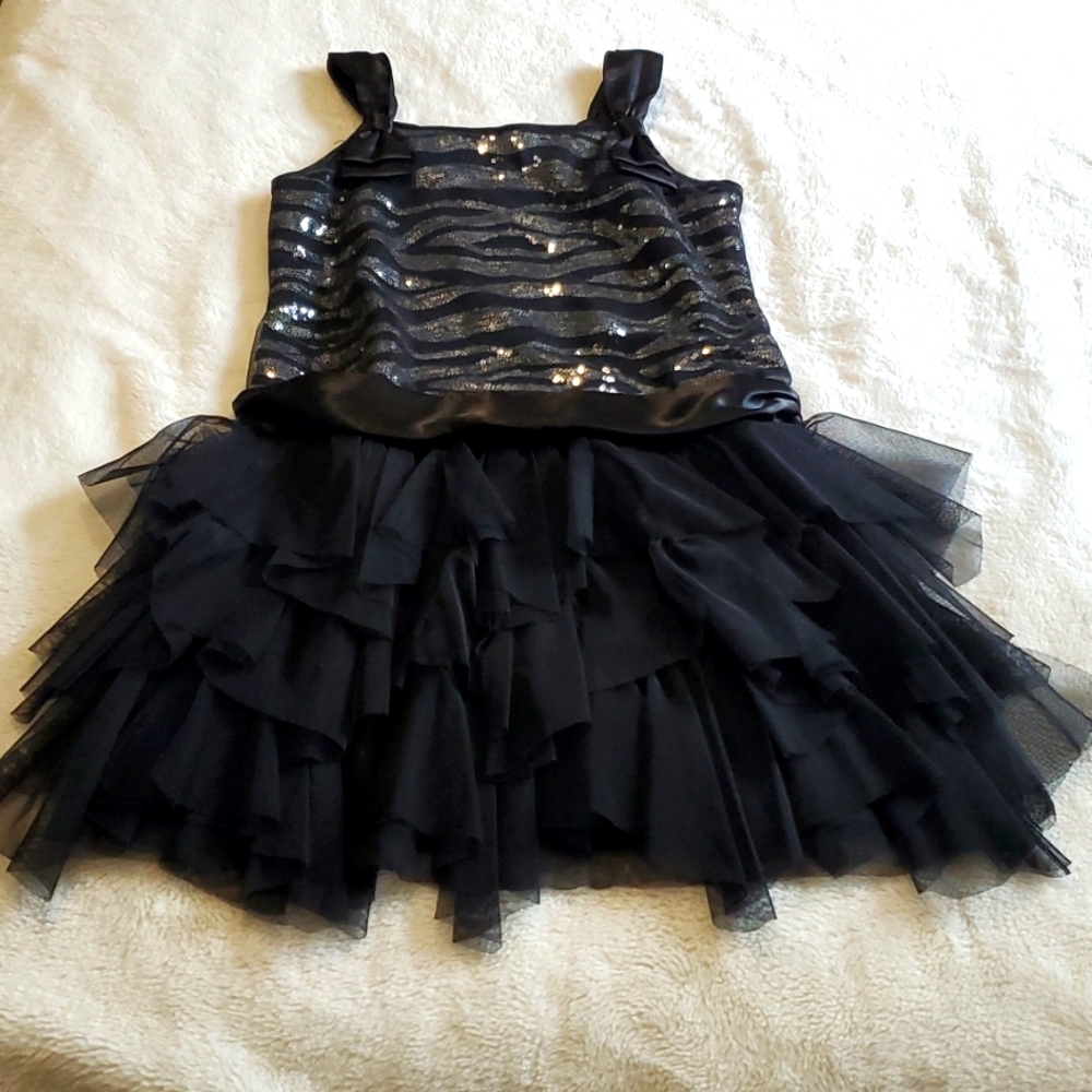 Festive black dress for girls 6-8 years old.